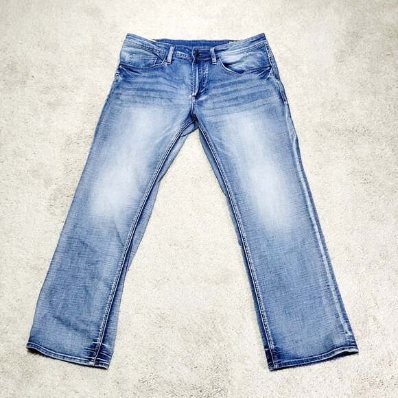 Buffalo David Bitton Driven X Jeans Men 34x30 Blue Relaxed Straight Stretch - Picture 1 of 10